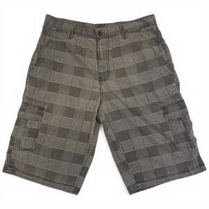 Burnside Men's Grey Plaid Cargo Shorts Size 32